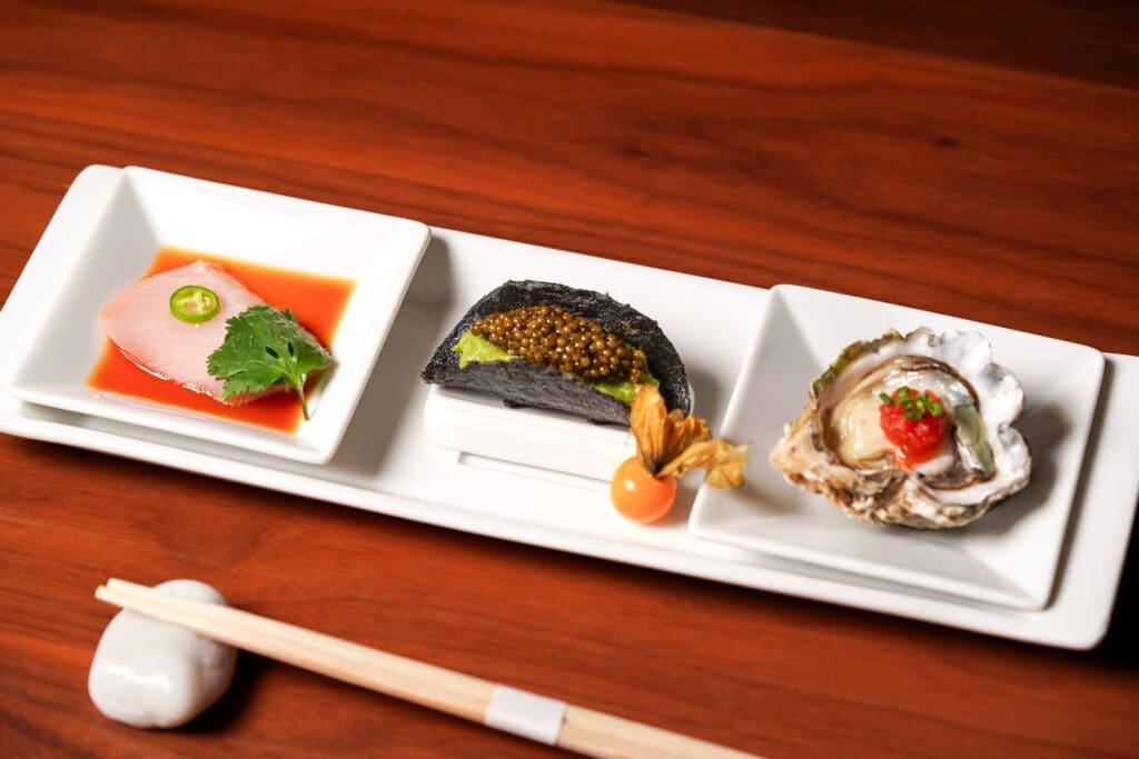 Diners with a hearty appetite (and budget) can reserve a seat on Thursday and Friday evenings (6 pm to 8:30 pm) at Nobu for $225 per person and brace themselves for a 17-course sushi-tasting menu. (Courtesy of Nobu)