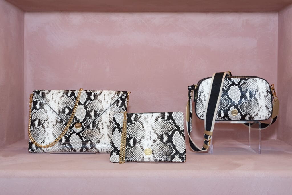 Italian embossed python leather is an Elaine Turner signature. (Photo by Toman Imagery)