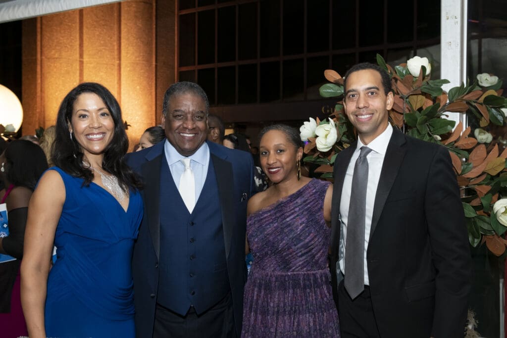 Ebony Cooksey, Shawn Taylor, Taryn & Lauren Gore at the black-tie dinner following Houston Grand Opera's world premiere of 'Intelligence.' (Photo by Anthony Rathbun)