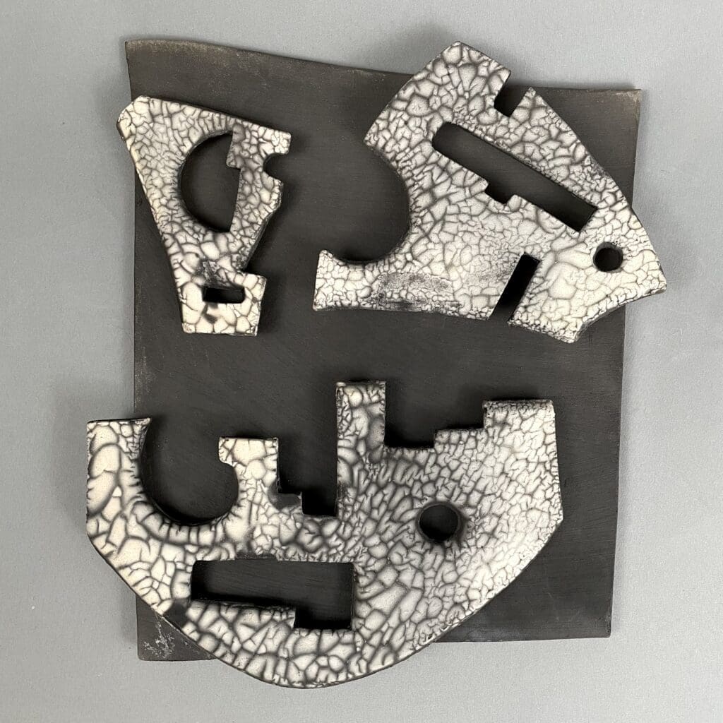 A neutral-colored artwork from Judy Adams's "Sign. Language" series, 2023. (Courtesy Foelber Gallery and Studios)