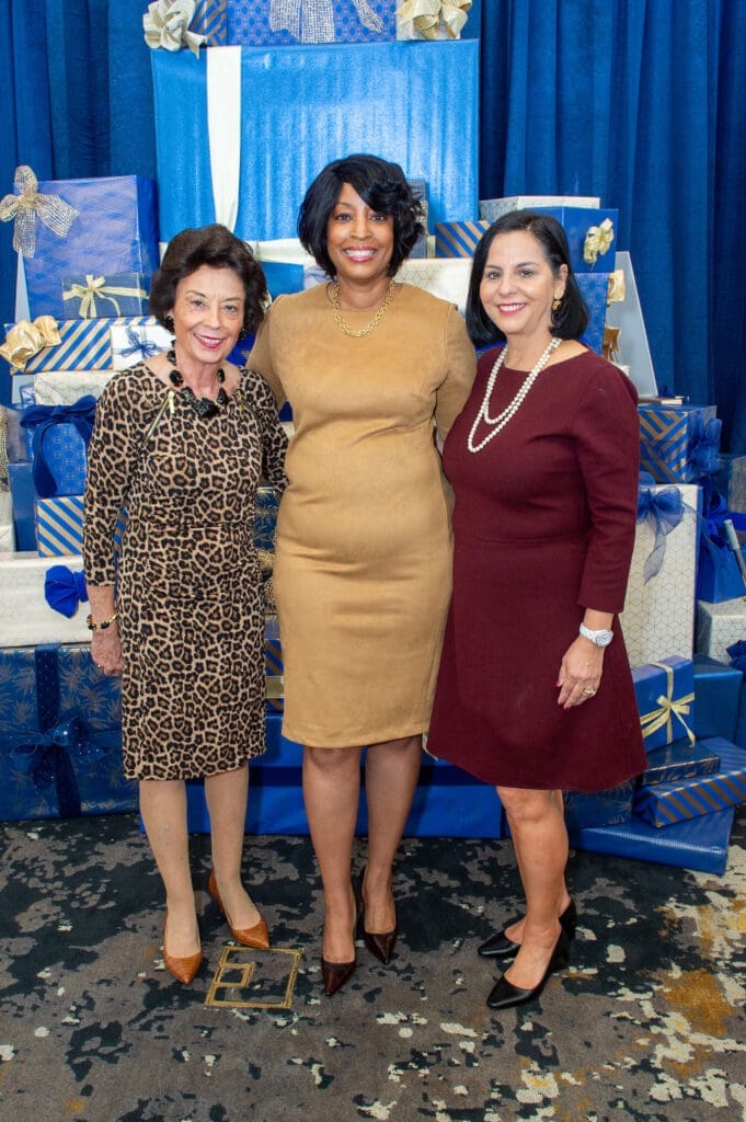 Kathy Goossen, Trenette Allen, Frances Howard at the Barbara Bush Houston Literacy Foundation Power of Literacy Luncheon. (Photo by Jacob Power)