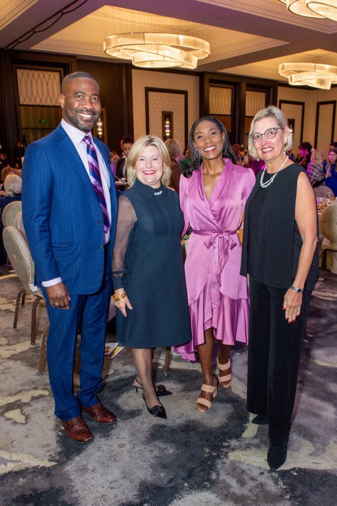 Keith Garvin, Maureen Higdon, Lisa Garvin, and Stick Delaup at the Barbara Bush Houston Literacy Foundation Power of Literacy Luncheon. (Photo by Jacob Power)