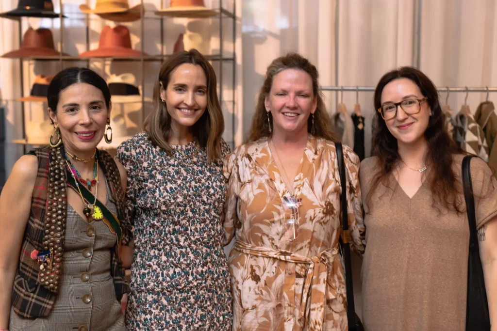 Lorena Medina, Katie McClure, Eleanor Williams, Cecilia Marquez at the grand opening fête for Sixteen Ten where Freya hats and Mirth caftans share boutique space. (Photo by Alex Wu)
