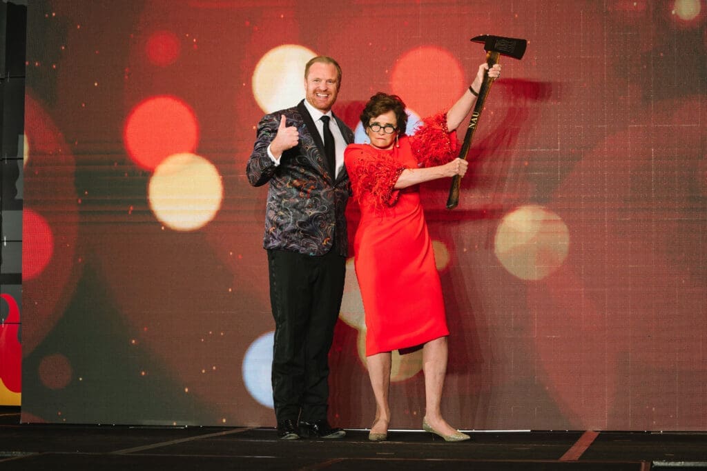 Marty Lancton, Bobbie Nau at the 'Red Hot Gala' benefitting the Houston Firefighters Foundation. (Photo by Michelle Watson)