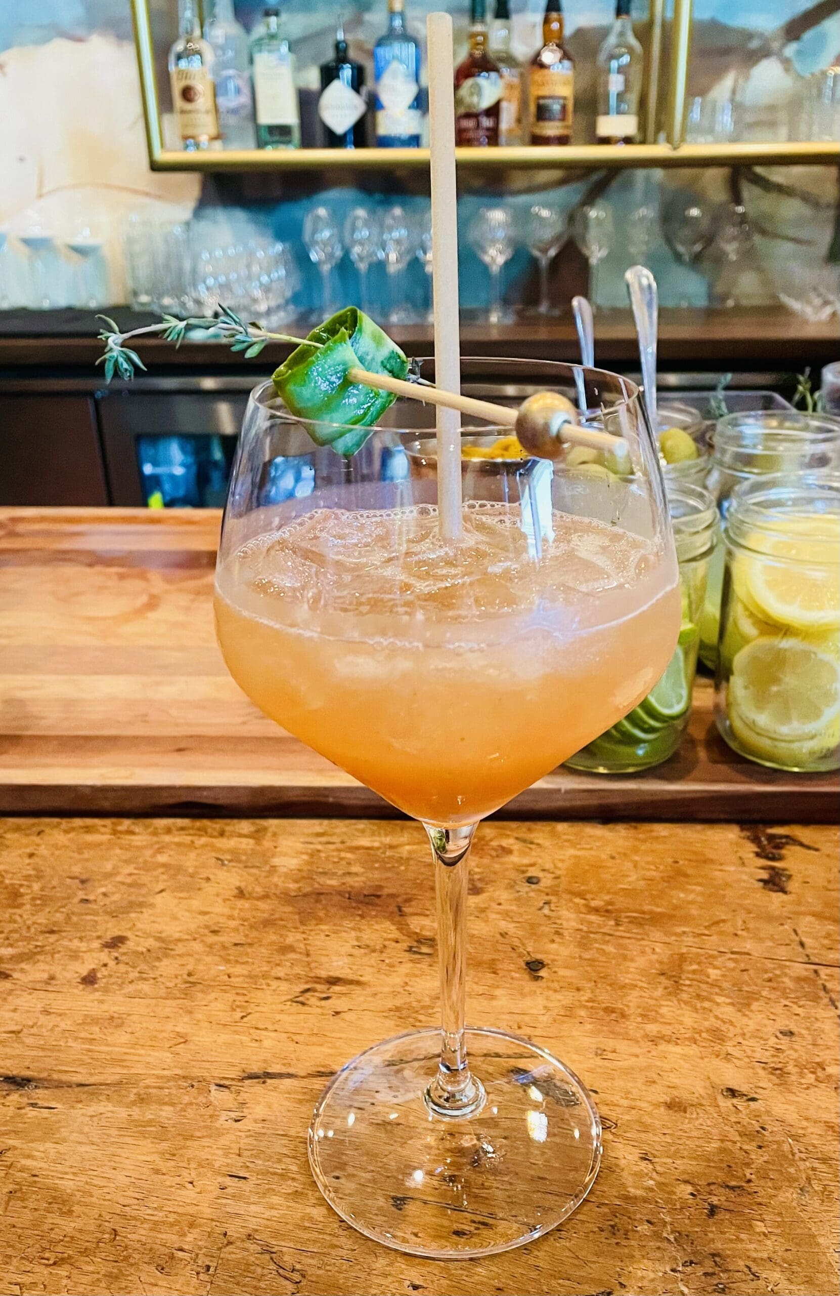 OEllerbe's new seasonal cocktail called the Garden Spritz. (Photo by Courtney Dabney)