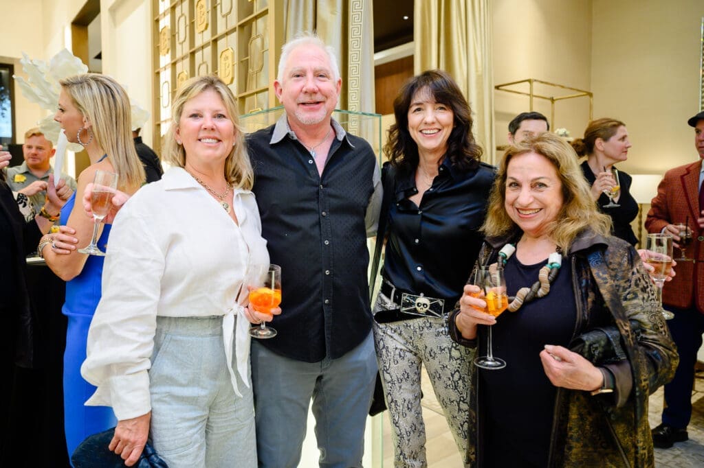 Paige Johnson, John Jeffries & Franny Koelsch Jeffries, Sharon Kopriva at The Orange Show Gala kickoff at deBoulle (Photo by Si Vo Photography)