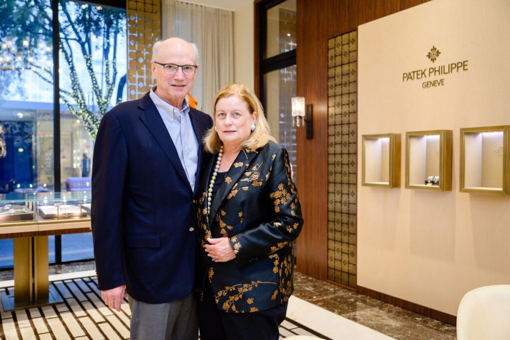 Stewart O'Dell & Lynn Mathre at The Orange Show Gala kickoff at deBoulle (Photo by Si Vo Photography)