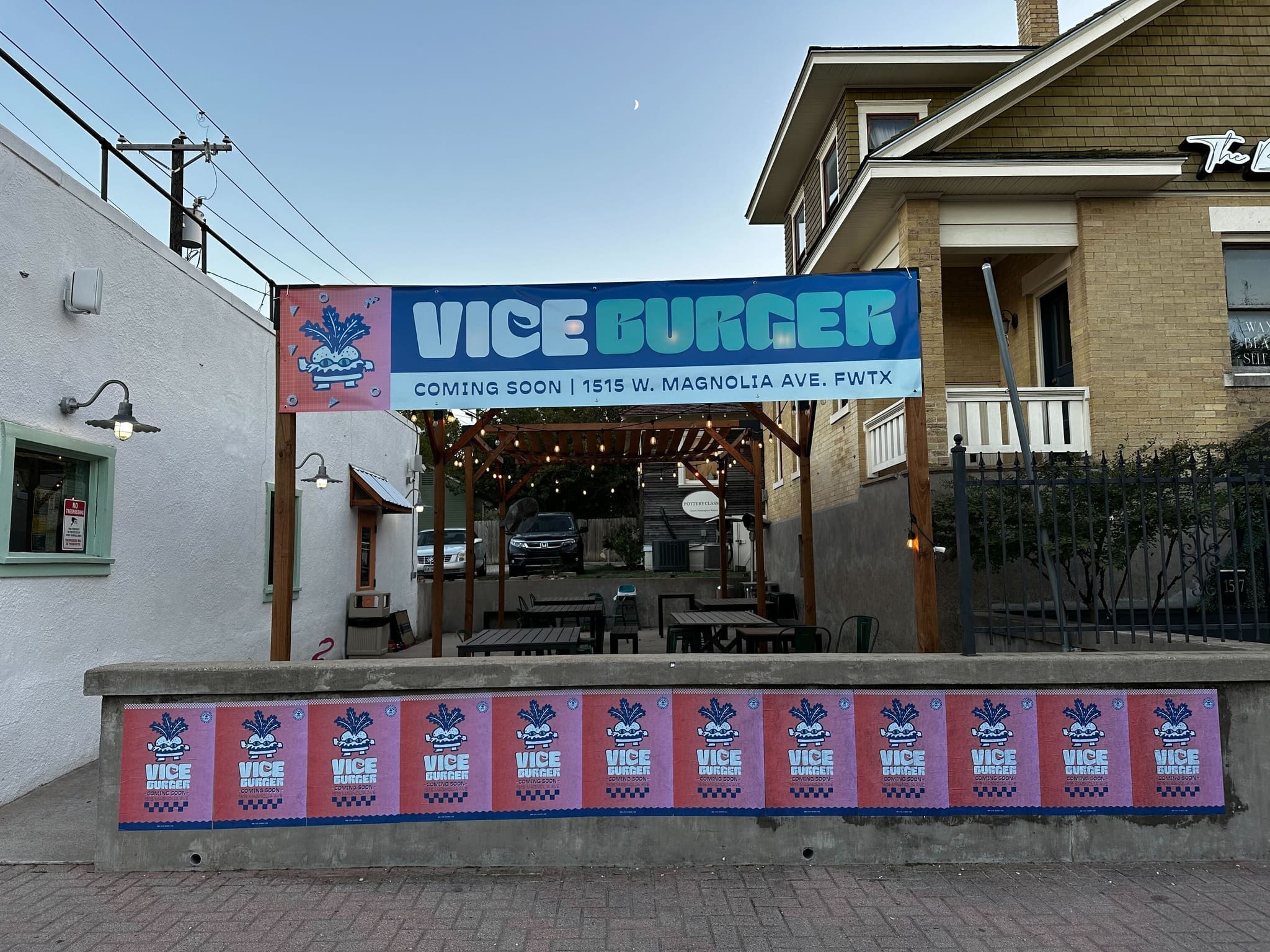 The patio space at the new Vice Burger promises more plant-based food and fun.