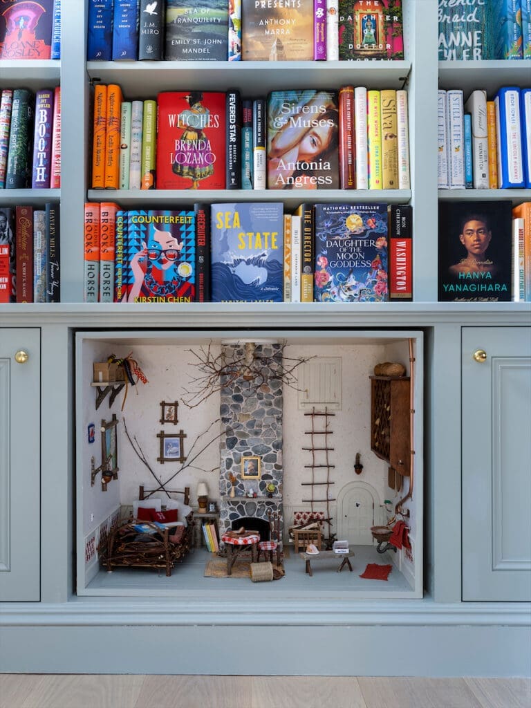 The diminutive home of Paige, a fictional squirrel that lives inside the bookstore.  (Photo by Sarah Winchester)