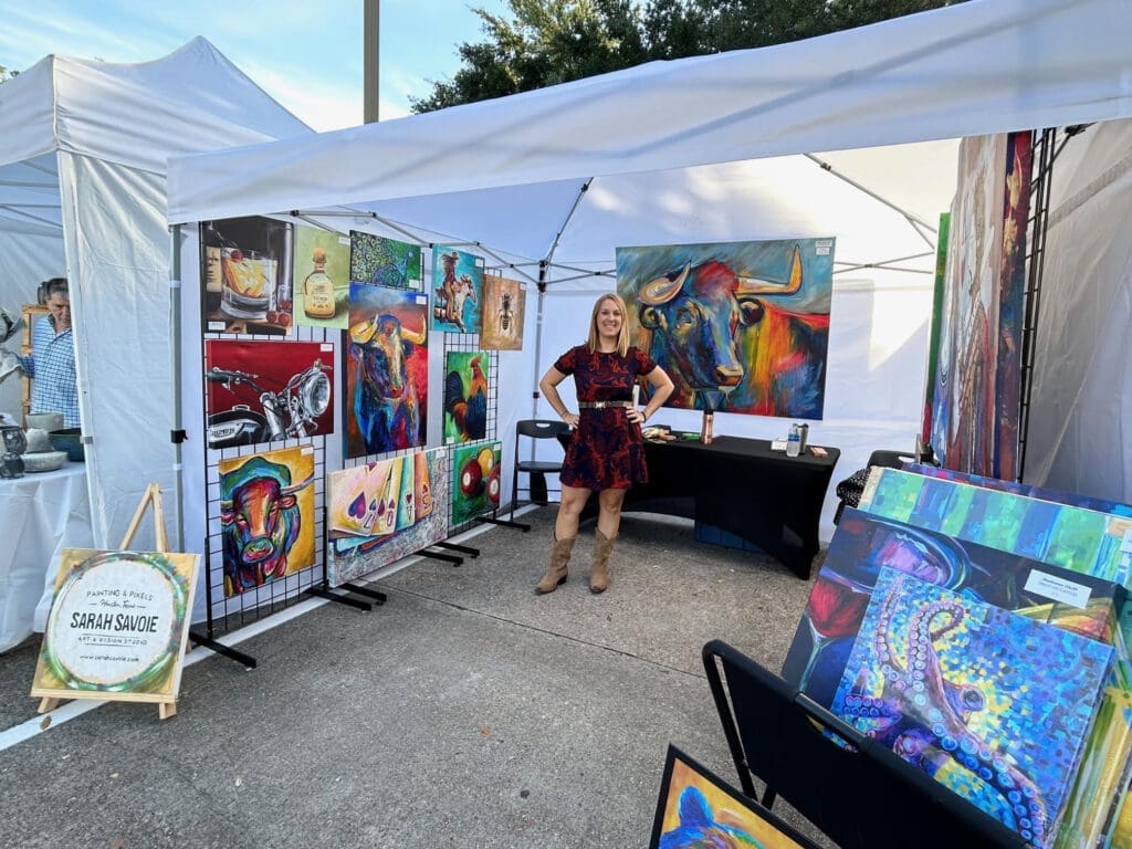 Local artists, such as Sarah Savoie, are featured at Ardest Gallery's monthly outdoor fine arts events.