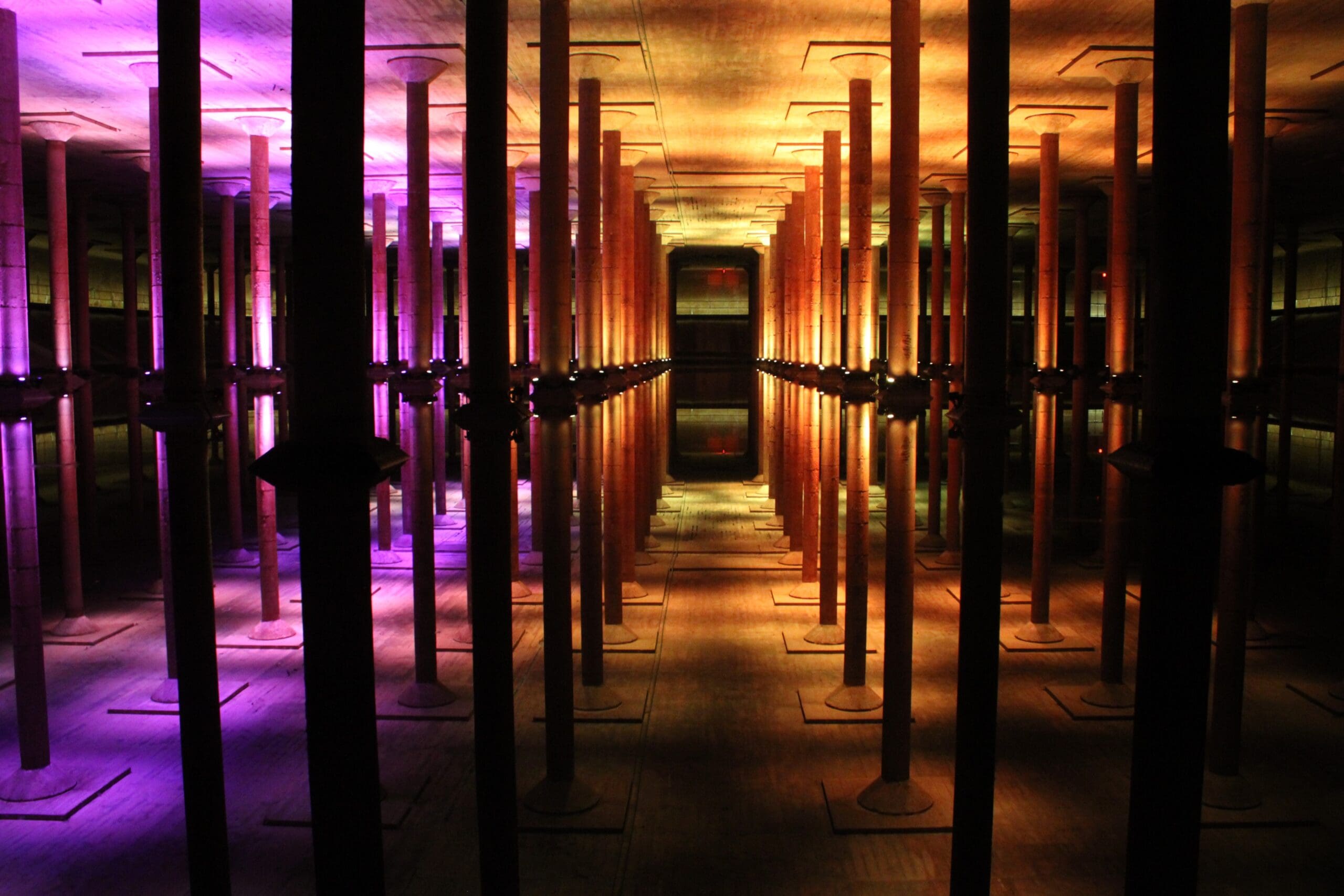 Cistern Illuminated (Photo by Courtesy of Buffalo Bayou Partnership.)
