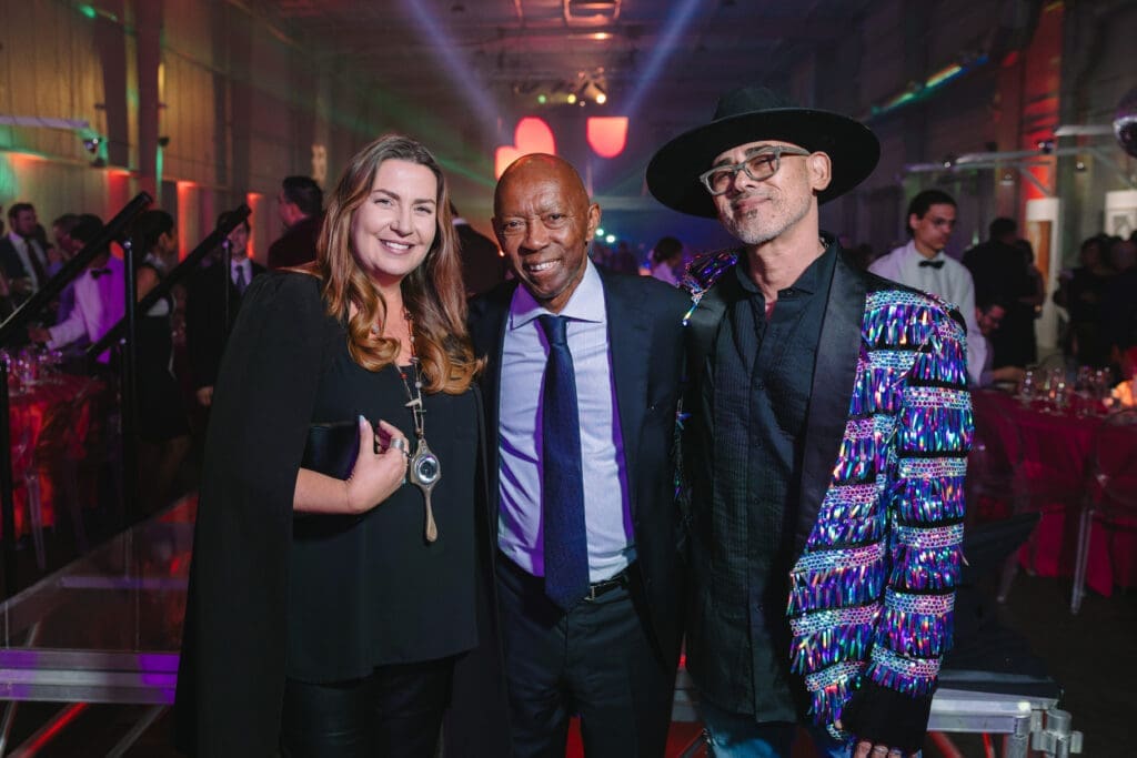 Katy Anderson, Mayor Sylvester Turner, featured artist Patrick Medrano at Houston Arts Alliance's 2023 Add On Art Gala (Photo by Johnny Than)