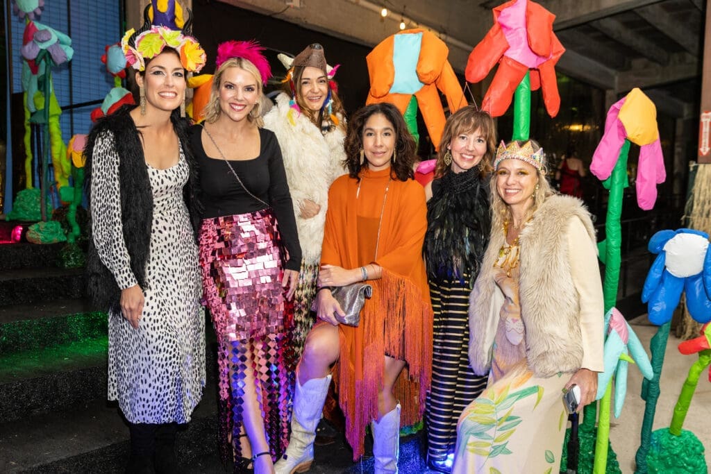 Anna Deans, Piper Faust, Melissa McDonnell Luján, Calia Alvarado Pettigrew, Heather Rowell, Gin Braverman at Orange Show Gala Where the Wild Things ART (Photo by Emily Jaschke and David DeHoyos)