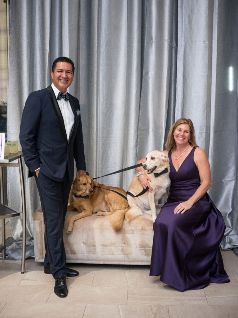 Anthony & Rebecca Yanez with Harvey and Houston at the Citizens for Animal Protection Celebrity Paws Gala (Photo by Daniel Ortiz)