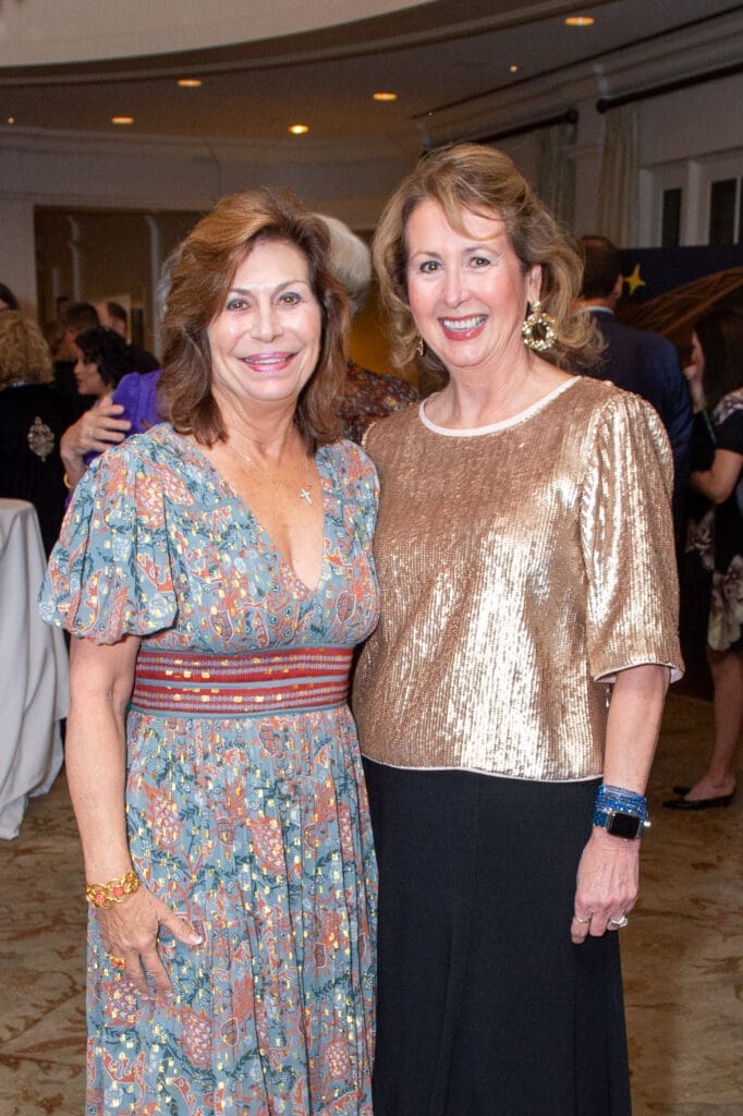 Cathy Brock, Ileana Trevino at the 100th anniversary celebration of Miller Outdoor Theatre. (Photo by Jacob Powers)