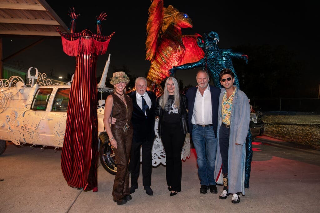 Cathy & Steven Frietsch, Susan Taylor, Johnny Rinando, Alex Harrover at Orange Show Gala Where the Wild Things ART (Photo by Emily Jaschke and David DeHoyos)
