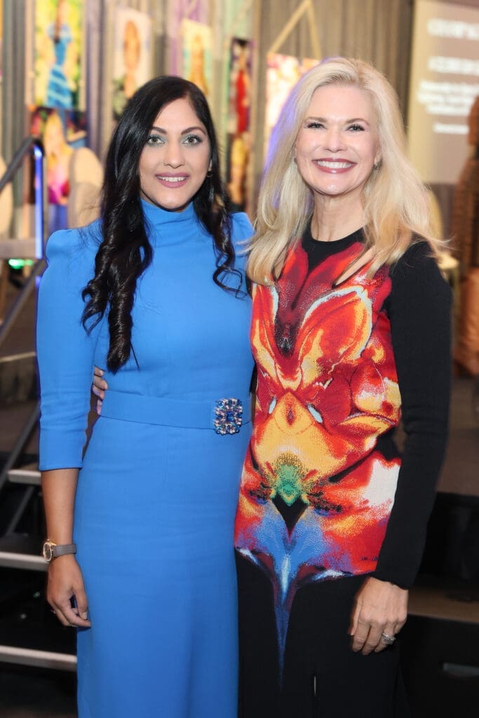 Women of Substance luncheon chairs Sippi Khurana and Amy Pierce at the Post Oak Hotel where $500,000 was raised for Houston reVision. (Photo by Priscilla Dickson)