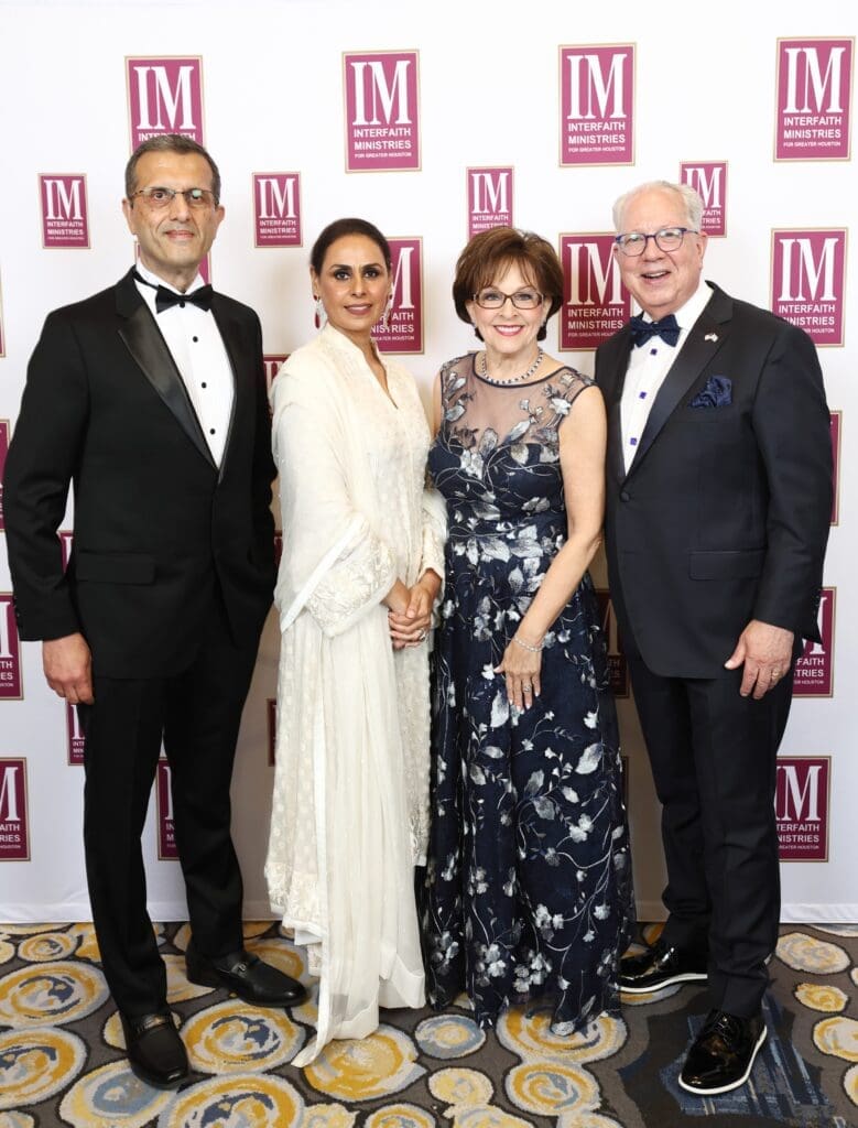 Chairs Dr. Faisal & Tehmina Masud, Karen & Jay Harberg at Interfaith Ministries annual Tapestry Gala at the Hilton Americas-Houston. (Photo by Quy Tran)