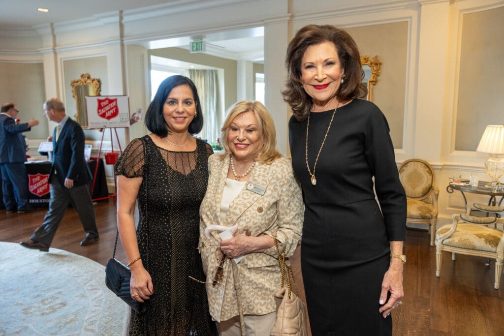 Frances Howard, Sidney Faust, Betty Hrncir at the Salvation Army of Greater Houston Annual Luncheon