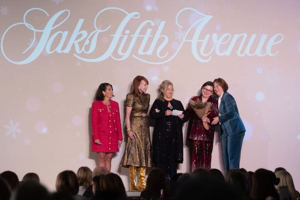 Heidi Parkhurst, Martha Finger, Katrina Arnim, honoree S. Shawn Stephens, Leigh Smith at the Houston Ballet Nutcracker Market Saks Fifth Avenue Fashion Show and  Luncheon. (Photo by Daniel Ortiz)