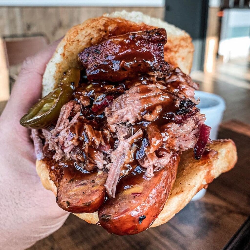 The barbecue snob sandwich at Heim Barbecue feeds the heartiest of appetites.