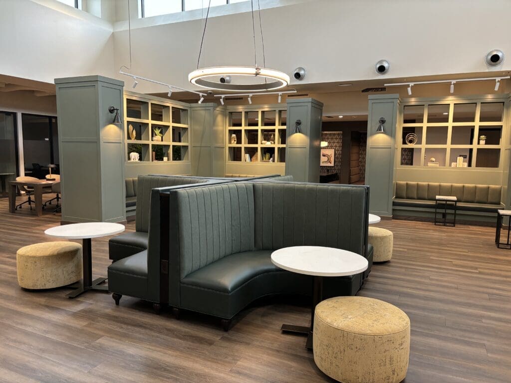 The library area at The Woodlands' Life Time is the heart of the fourth floor's work area. Great lighting and plenty of handy outlets make the quiet space ideal for those who want a break from working from home. (Photo by Laura Landsbaum)