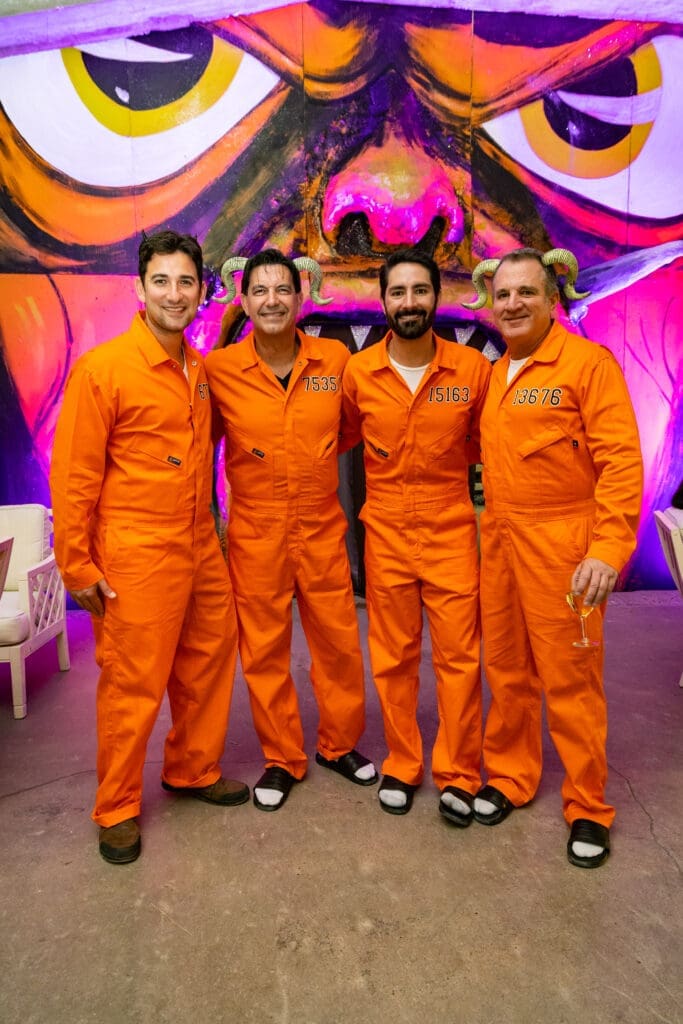 Jose Ocque & Stuart Rosenberg, John Anger, Ted Gregory at Orange Show Gala Where the Wild Things ART (Photo by Emily Jaschke and David DeHoyos)