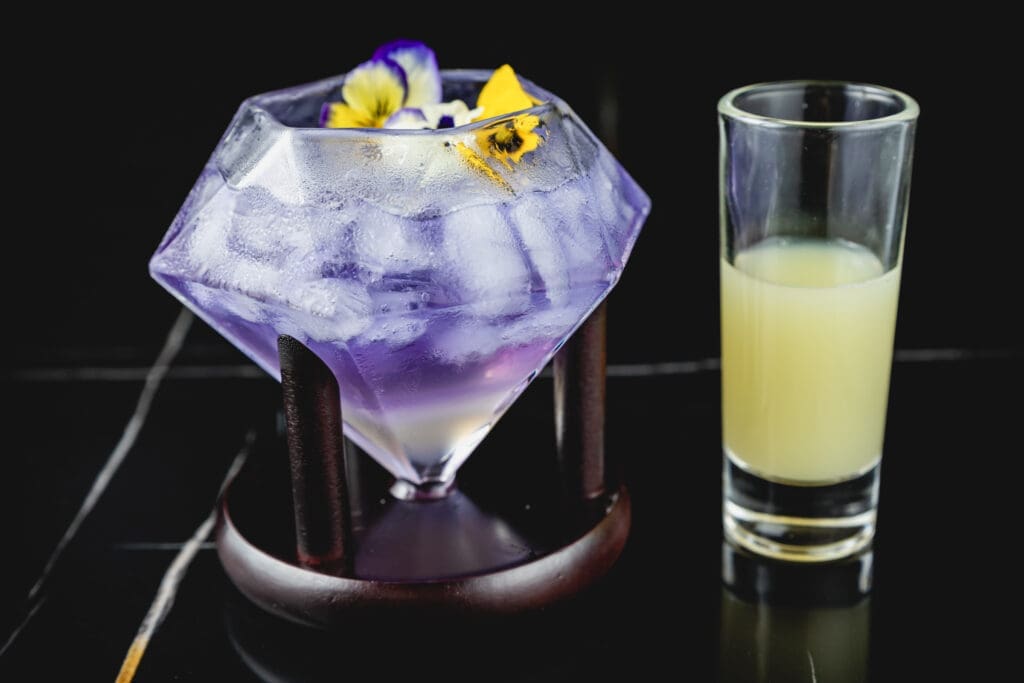 MaKiin's signature cocktail, Kara Blue Gem. Photo by Sean Rainer.