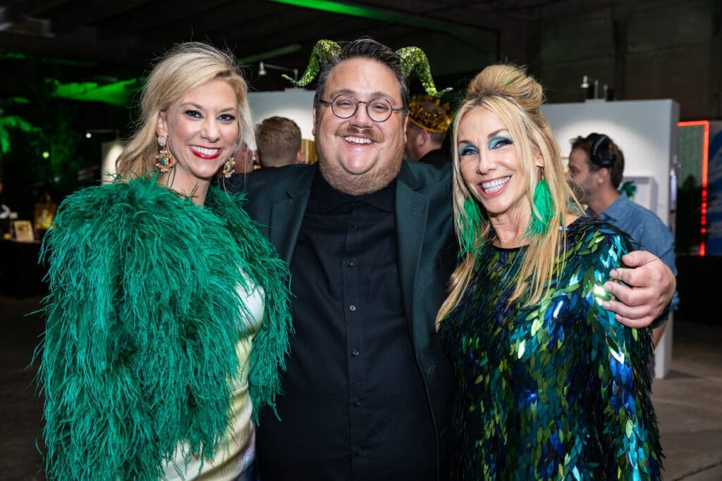 Katherine Gillman, Tommy Ralph Pace, Melissa Dobrowski at Orange Show Gala Where the Wild Things ART (Photo by Emily Jaschke and David DeHoyos)