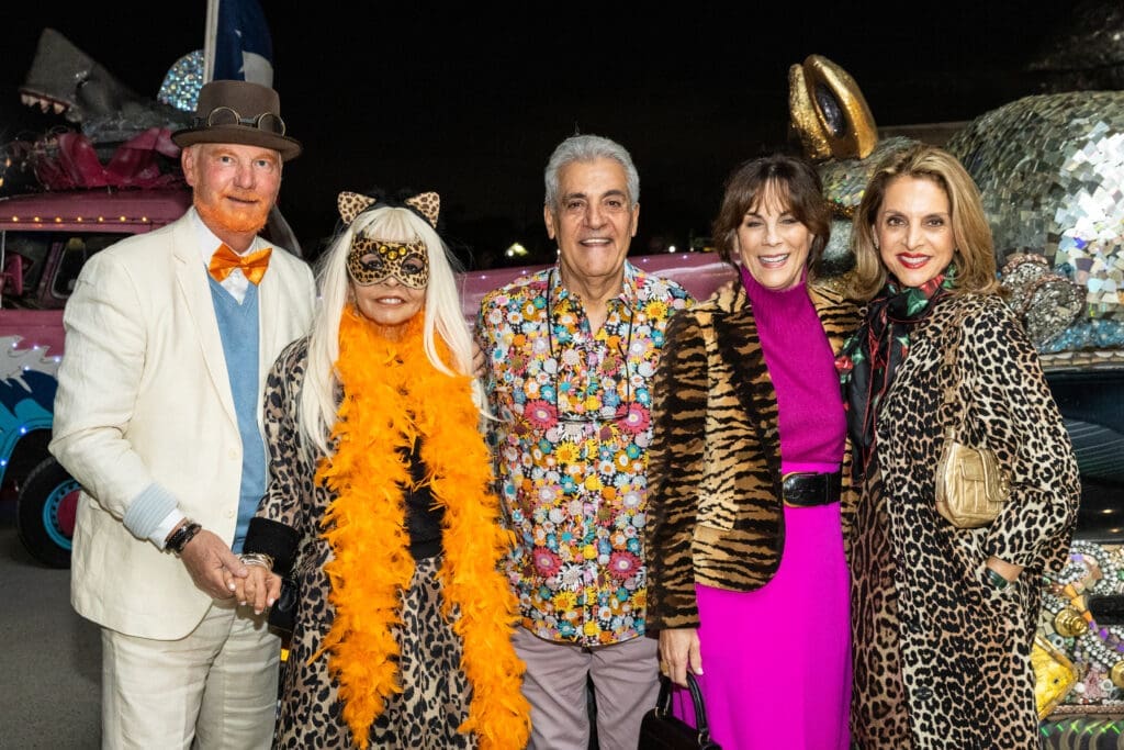 Mark Brinsden & Marjaneh Sabzevari, Tino Bekhradi, Francy Fondren, Nini Bekhradi at Orange Show Gala Where the Wild Things ART (Photo by Emily Jaschke and David DeHoyos)
