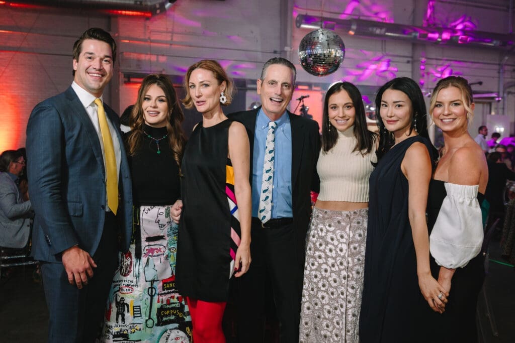 Co-chairs Mason & Meredith Barker, co-chairs Tatiana & Craig Massey, Annabel Massey, Sky Chao, Hope Dorsett at Houston Arts Alliance's Add On Art Gala (Photo by Johnny Than)