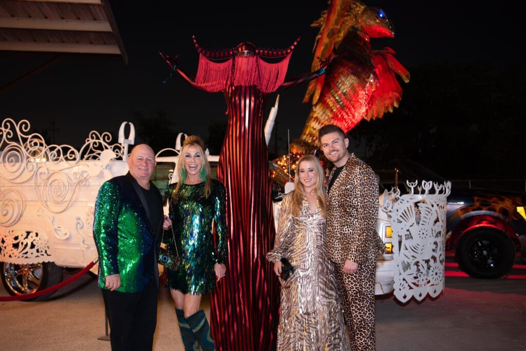 Paul & Melissa Dobrowski, Emily Dobrowski, Tom Lindberg at Orange Show Gala Where the Wild Things ART (Photo by Emily Jaschke and David DeHoyos)