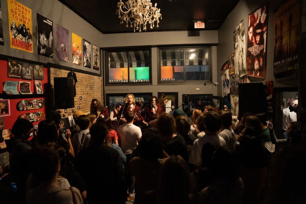 Topline Addicts performing at Red Zeppelin Records, McKinney, TX, in March 2023. (Photo by Emily McClure)