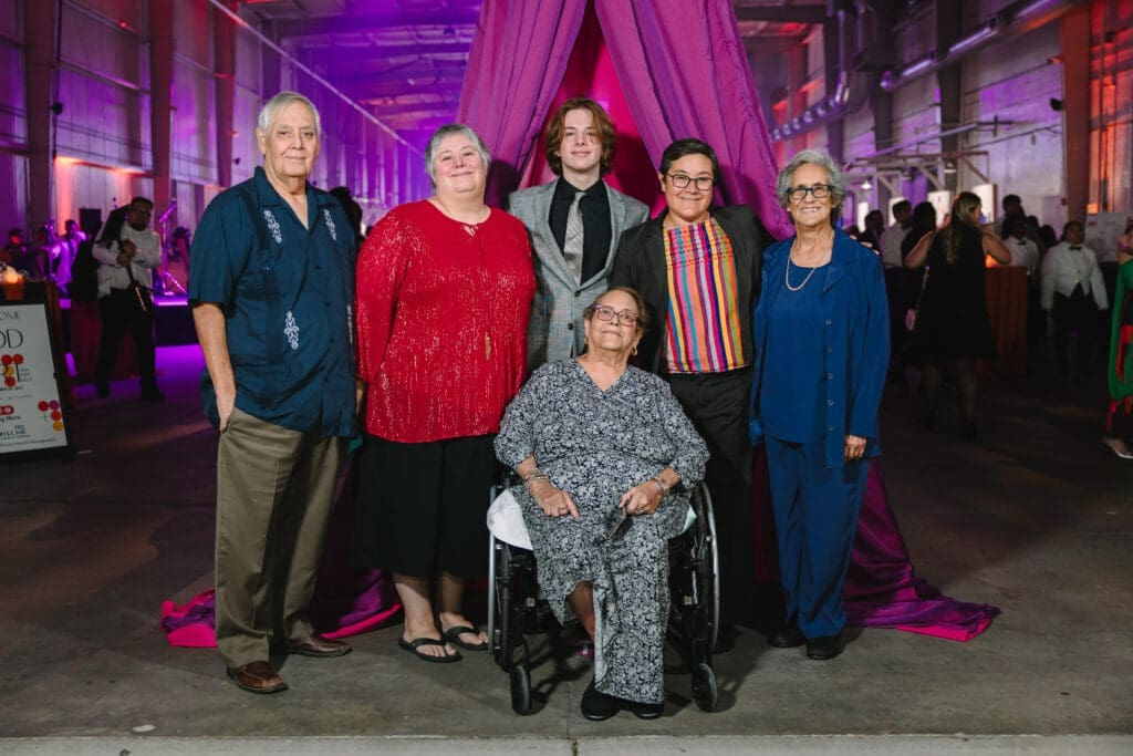 Robert Valdez, Clarissa Valdez, Milo Cernosek, honoree Alice Valdez, Frances Valdez, Bonnie Winter at Houston Arts Alliance's Add On Art Gala (Photo by Johnny Than)