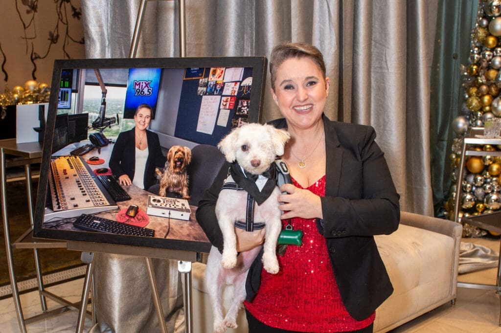 Sarah Pepper with Willie at the Citizens for Animal Protection Celebrity Paws Gala (Photo by Jacob Power)