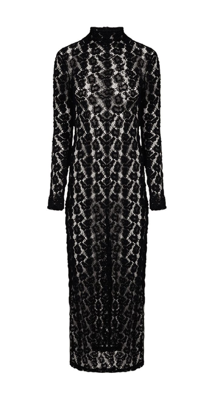 Rohe’s lace turtleneck dress ($695), available at Forty Five Ten and fortyfiveten.com