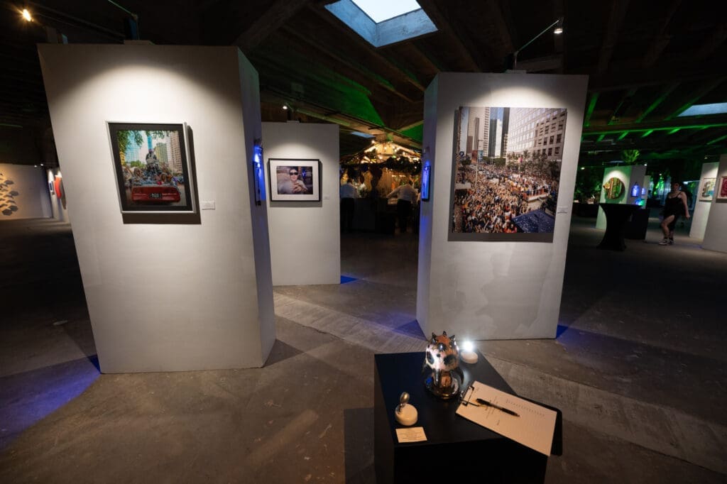 Silent auction stocked with creations by Texas' best and brightest artists contributed to the $900,000 bottom line at Orange Show Gala (Photo by Emily Jaschke and David DeHoyos)