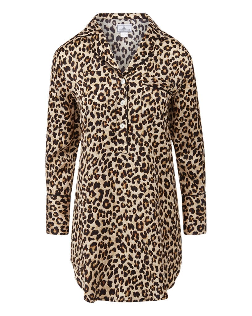 Veronica Beard x Petite Plume Mulberry Silk Leopard Nightshirt