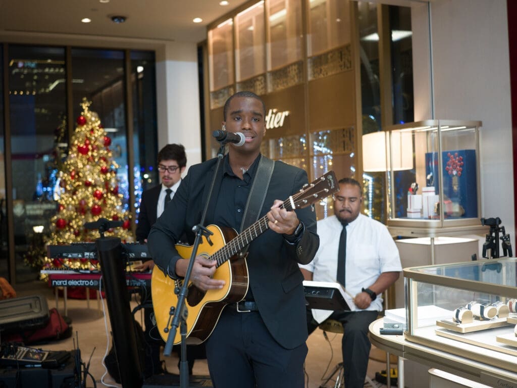 Adrian Michael and The Greenway Band performing at the Zadok holiday party (Photo by Daniel Ortiz)