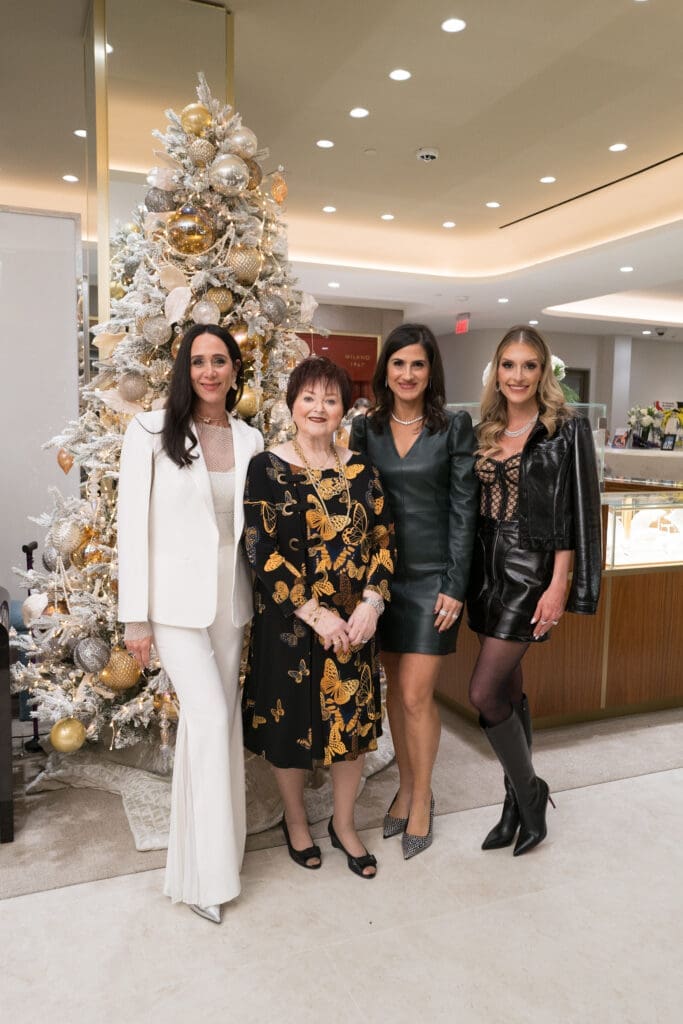 Amy Zadok, Helene Zadok, Lisa Zadok, Michelle Zadok at the Zadok holiday party (Photo by Daniel Ortiz)