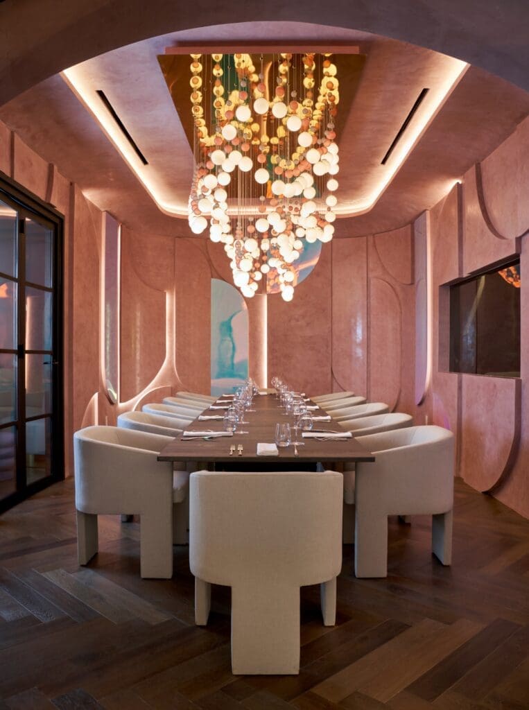 Another view to the chef's table dining room in Cocody at River Oaks Shopping Center. (Photo courtesy of Nina Magon Studio))