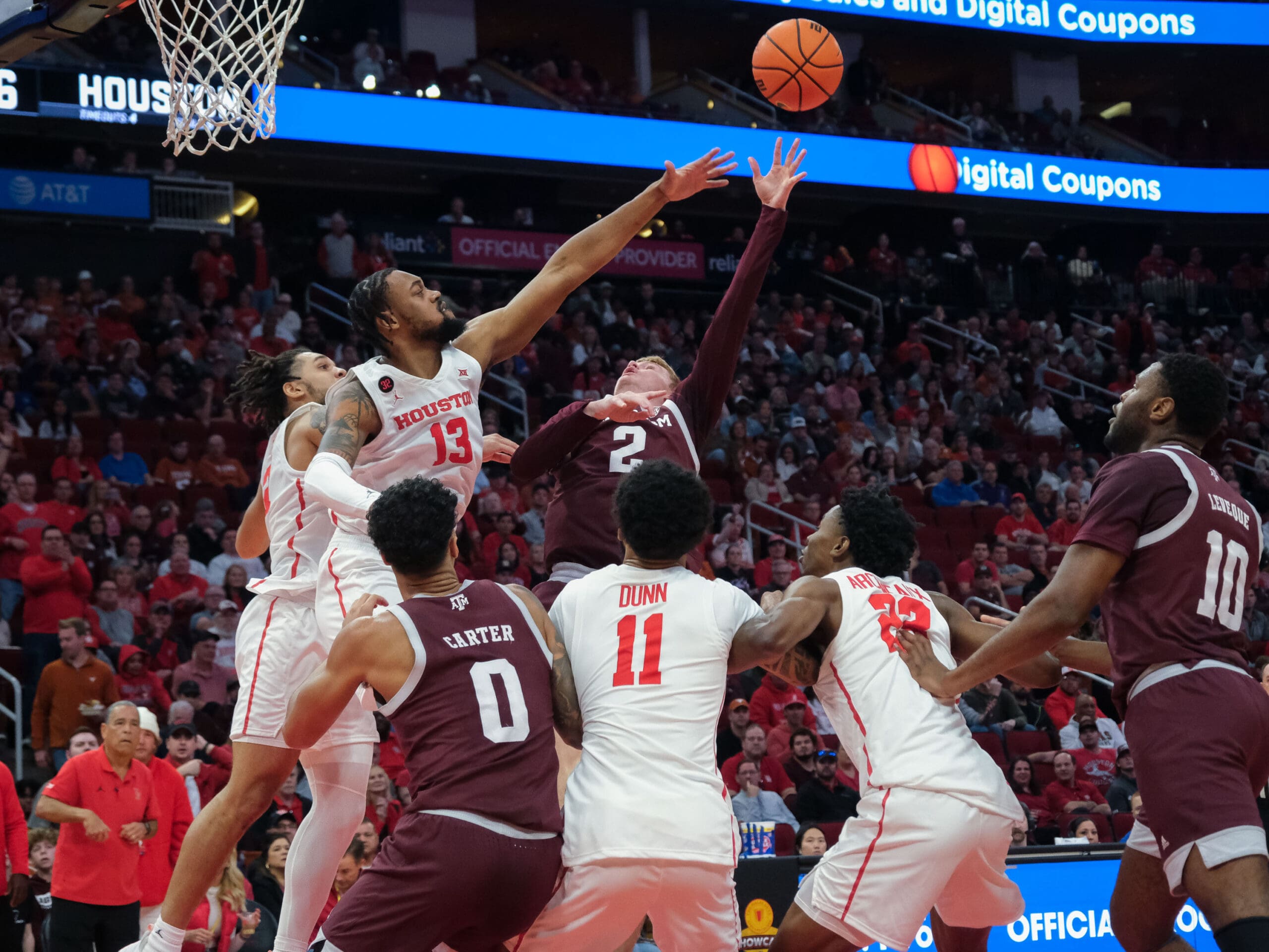 University of Houston Cougars defeated the Texas A&M University Aggies during the Halal Guys Showcase in the Toyota Center