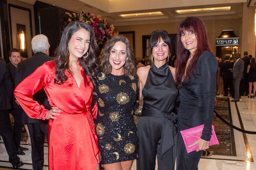 Emily Petersen, Lauren Haire, Jen Grigsby and Anita Kadala at the Arts of Healing Foundation Physician Art Show and Dinner at the Post Oak Hotel (Photo by Jacob Power)