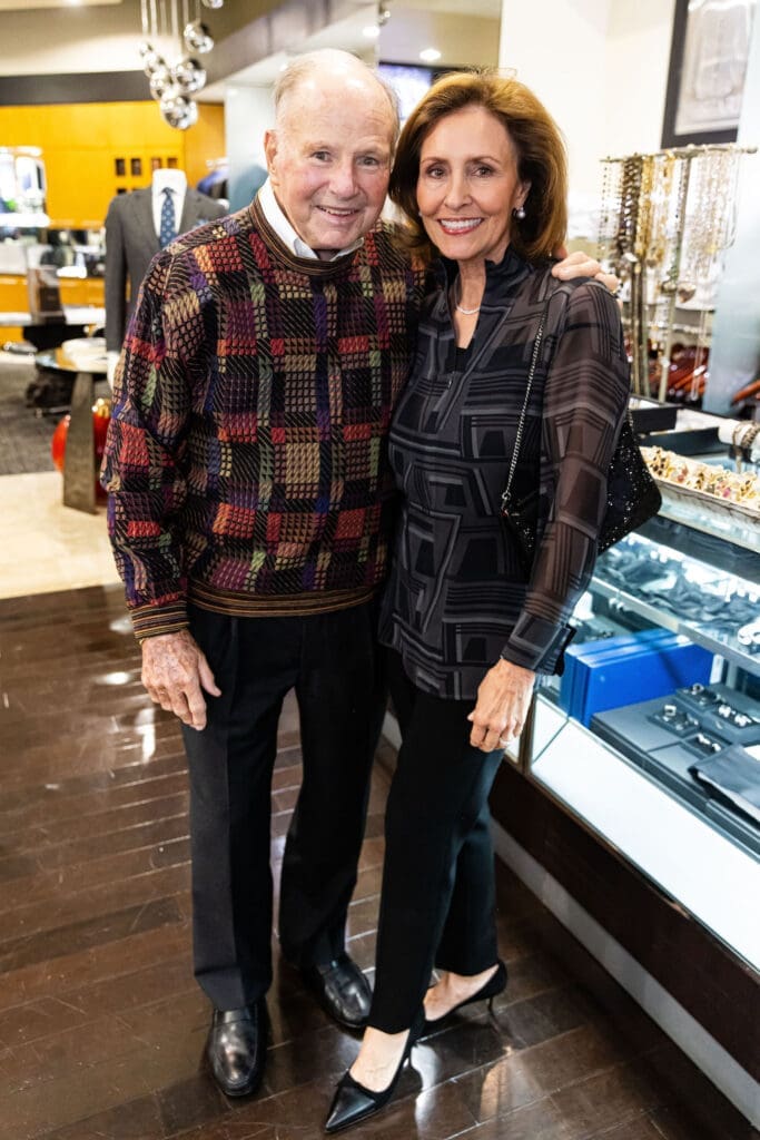Don Sanders & Laura Moore at the Festari for Men holiday party and 30th anniversary celebration.  (Photo by Steven Traylor)
