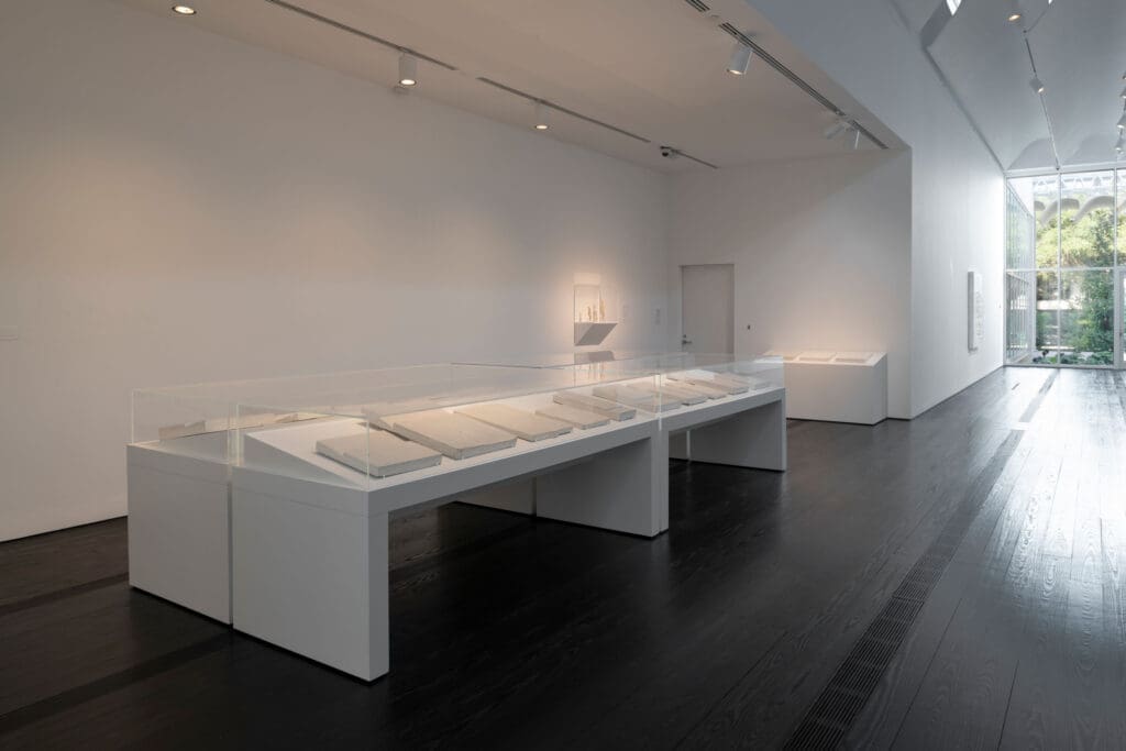 An installation view featuring artist Chryssa's Cycladic Books at The Menil Collection. (Photo by Paul Hester. Courtesy The Menil Collection)