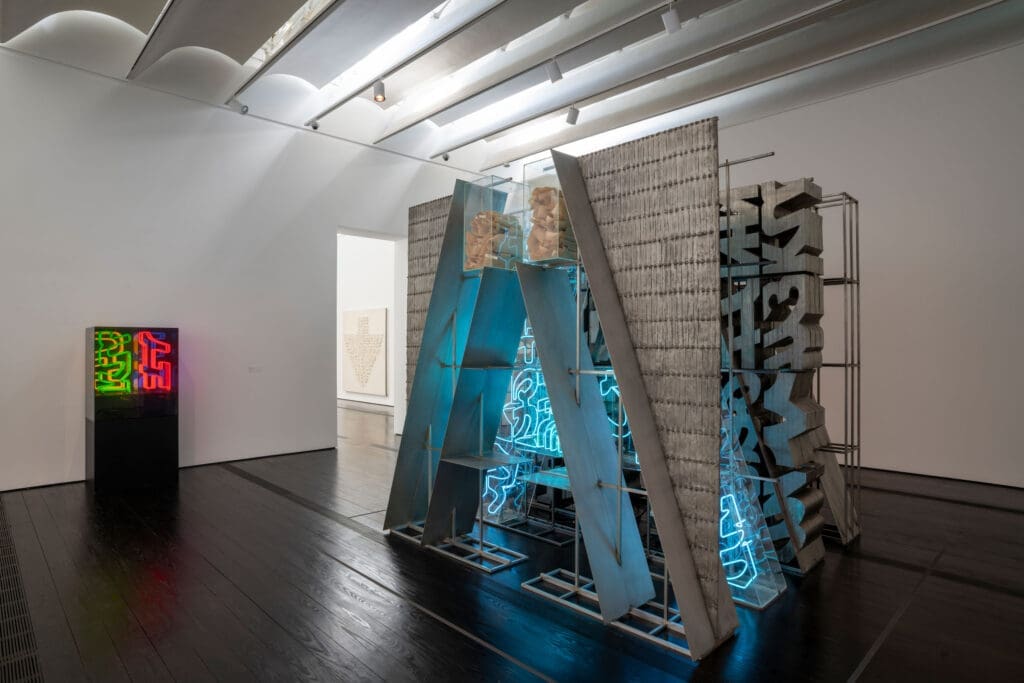 Chryssa's "The Gates to Times Square," 1964-1966, at The Menil Collection. (© The Estate of Chryssa, National Museum of Contemporary Art Athens. Photo by Bill Jacobson Studio, New York, Courtesy Dia Art Foundation)