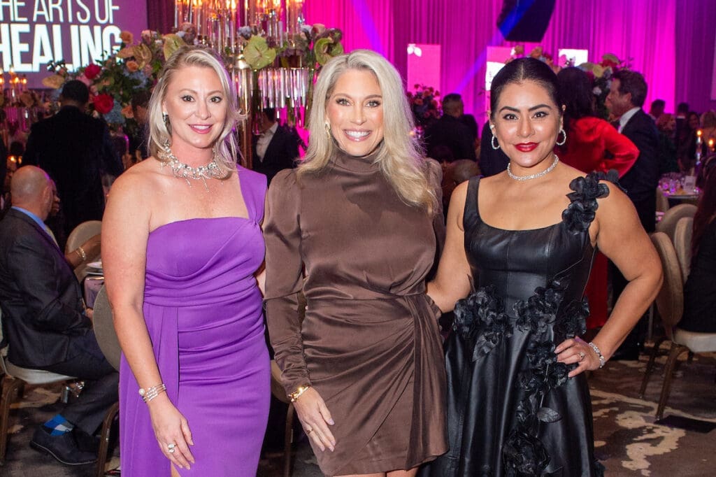 Jen Torres, Cristen Collins, Elia Gabbanelli at the Arts of Healing Foundation Physician Art Show and Dinner at the Post Oak Hotel (Photo by Jacob Power)