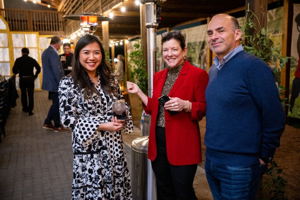 Jennie Bui-McCo, Angela Bishop, Edgar Huerta at the Delicious Alchemy dinner benefiting Recipe for Success (Photo by Michelle Watson)