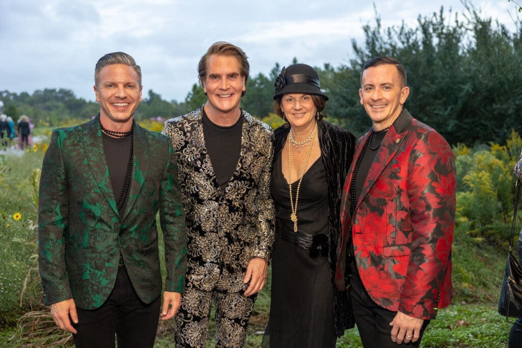 Justin Huebener, George Lancaster, Christine Delucchi, Michael Huebener at Lawndale Art Center Hair Ball   (Photo by Jenny Antill Clifton)