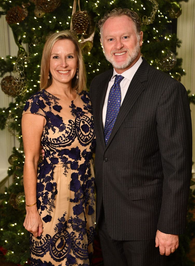 Kristin & Rob Horn at the MD Anderson Children's Cancer Hospital Santa's Elves fundraiser at the Fertitta family home.